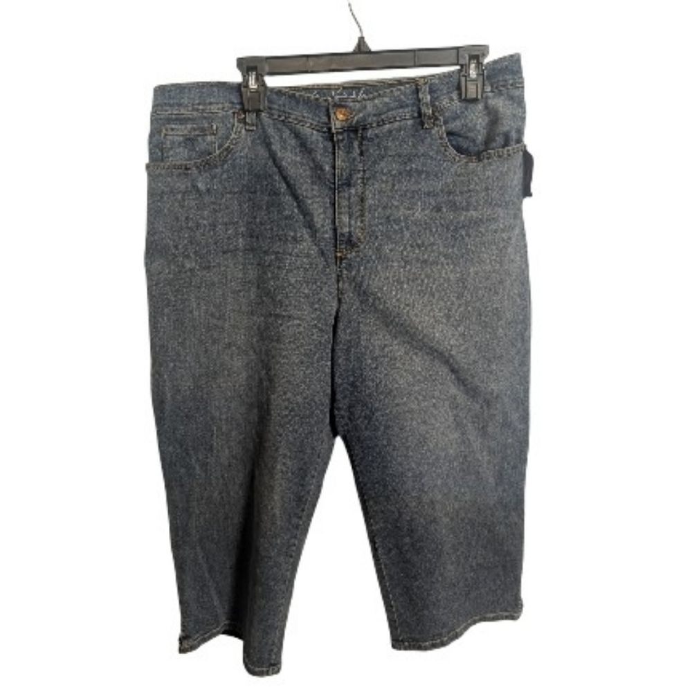 Gloria Vanderbilt Women's Cropped Denim Jeans Sz 16 Blue Amanda Capri W-496